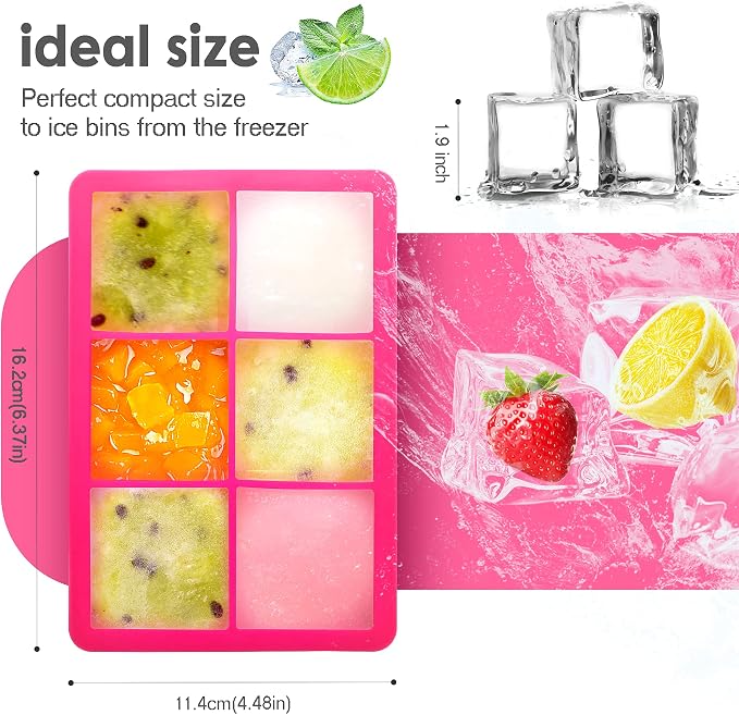 Silicone Ice Cube Trays with Lids, Large Square Ice Cube Molds - Image 3
