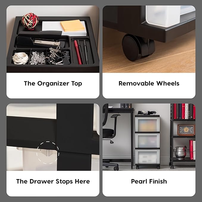 IRIS USA Plastic Drawer Storage Organizer Rolling Cart, - Image 4