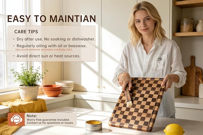 Checkered Cutting Boards for Kitchen, Wooden Chopping Board - Image 6