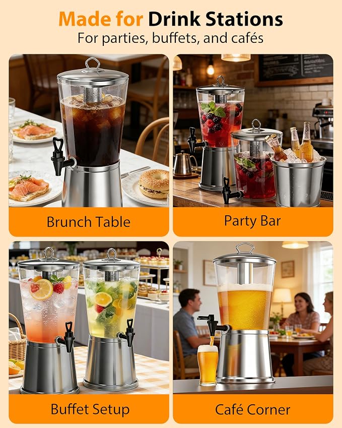 Beverage Dispenser with Stand, 2.5 Gallon Drink Dispenser - Image 6