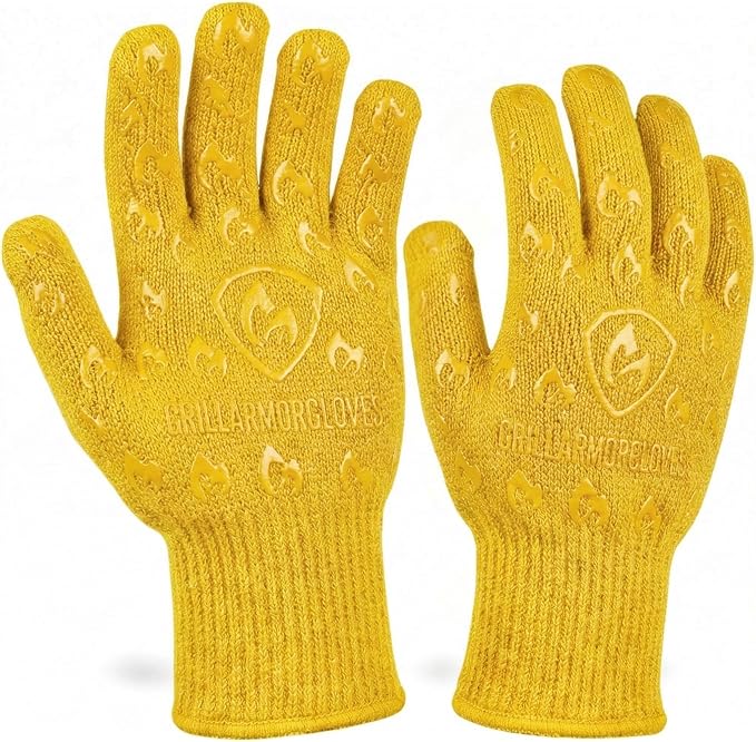 Grill Armor Oven Gloves with Fingers – 932°F Heat, Fire & Cut Resistant Mitts by GrillArmorGloves