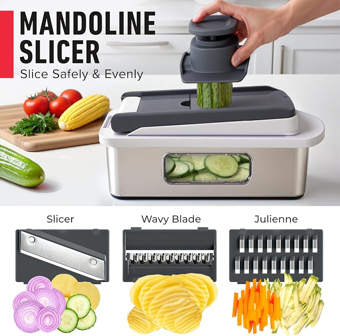 Mueller Pro-Series 10-in-1, 8 Blade Stainless Steel Multi Vegetable Chopper And - Image 6