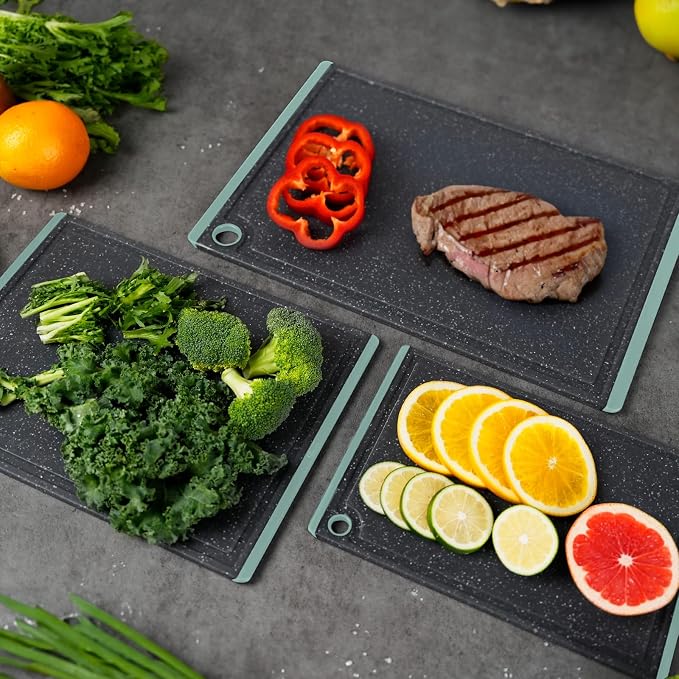Plastic Cutting Boards for Kitchen, 3-Piece Large Cutting Board Set Dishwasher - Image 4
