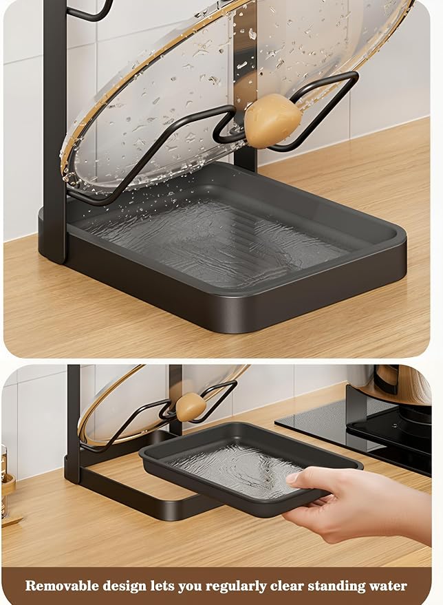 Pot Lid Holder Organizer, Carbon Steel Kitchen Pot Lid Rack - Image 5