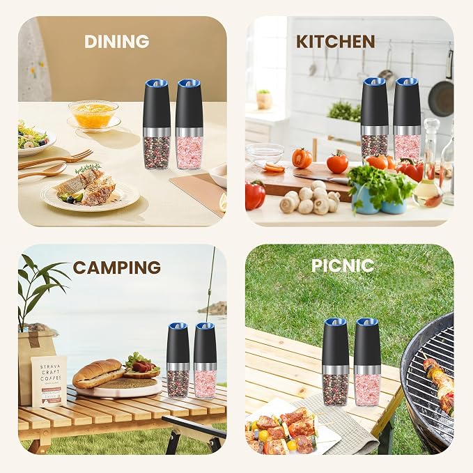 Gravity Electric Salt And Pepper Grinder Set, Automatic Salt And Pepper Grinder - Image 7