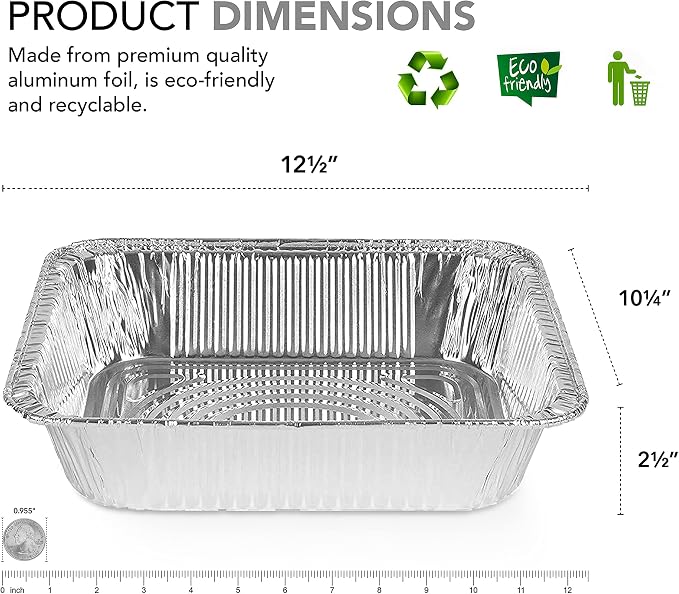 Stock Your Home Aluminum Pans 9x13 Disposable Foil Pans - Image 2