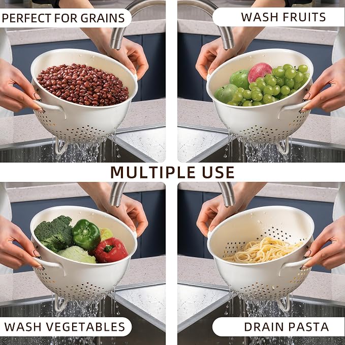 Metal Colander 5 Quart Powder Coated Self-draining Metal Strainer - Image 6