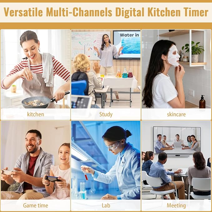 Digital Dual Kitchen Timer, 4 Channels Independent Countdown Timer, Large - Image 7