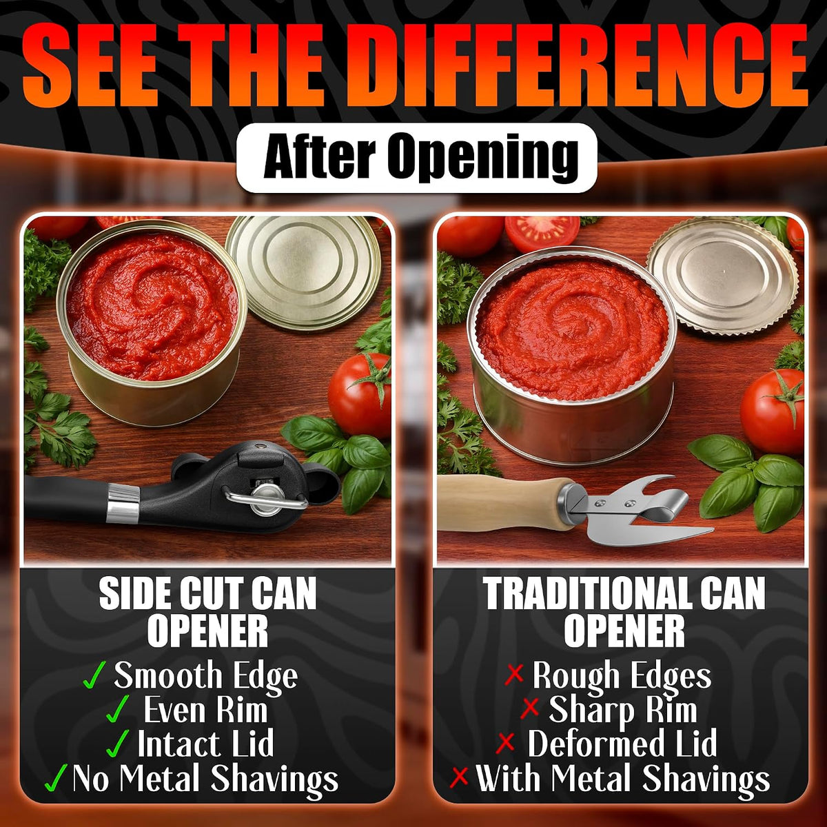 Can Opener Smooth Edge Side Cut - Stainless Steel Manual Can Opener