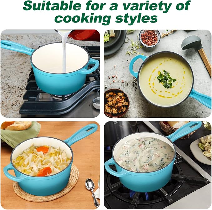 HaSteeL 2 QT Cast Iron Saucepan, Mini Enamel dutch oven - Image 7