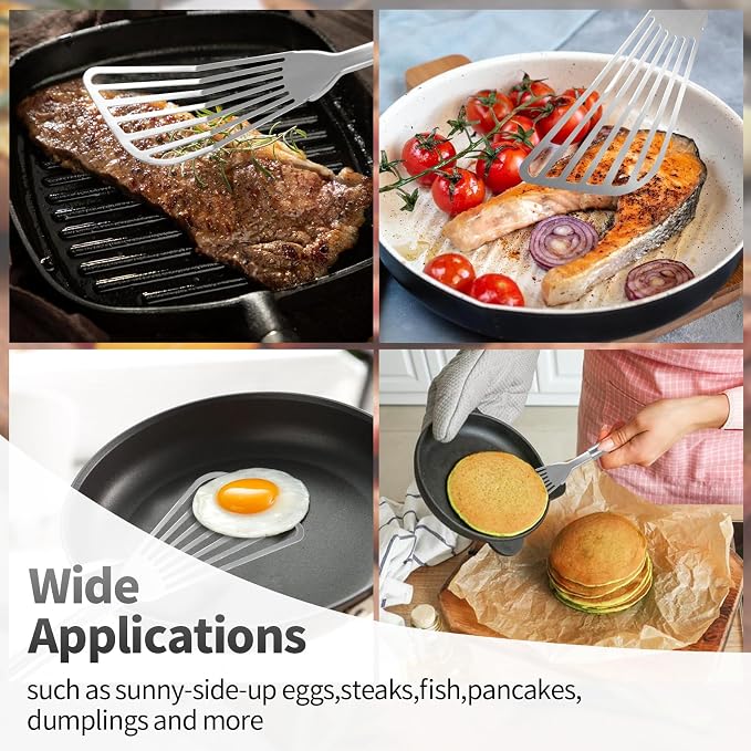2Pack Fish Spatula Stainless Steel, Premium Fish Turner Spatula, Flexible - Image 7
