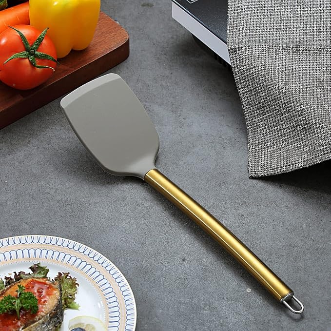 Berglander Non-stick Silicone Solid Turner, Titanium Gold Plating handle - Image 2