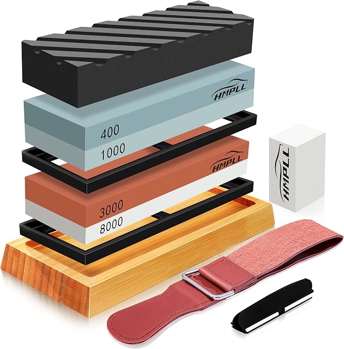 HMPLL Knife Sharpening Stone Set, Professional Whetstone 4 Side Grit 400/1000 by LOKEME-USDirect