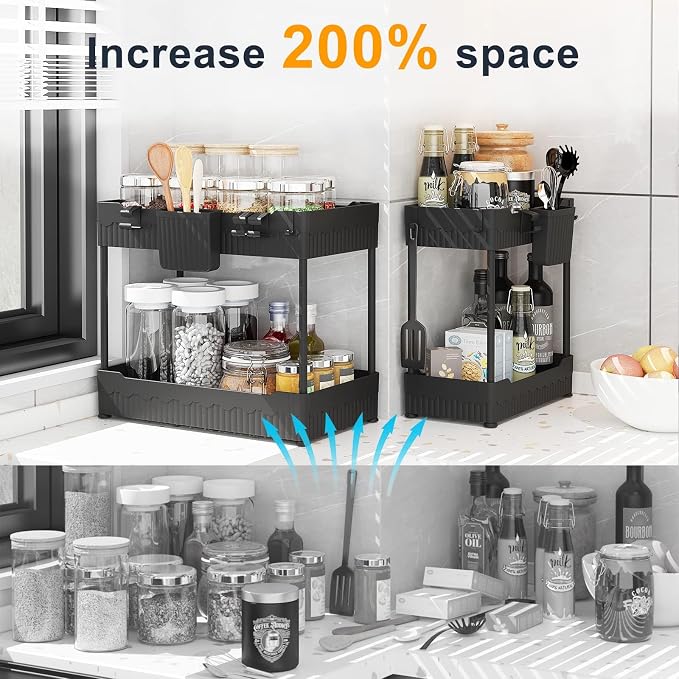 Sevenblue 2 Pack Under Sink Organizer, Under Bathroom Cabinet Organizer - Image 2