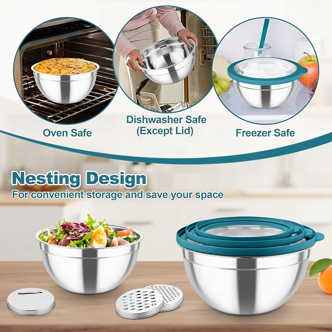 TeamFar Mixing Bowls, Stainless Steel Salad Serving Bowl - Image 5