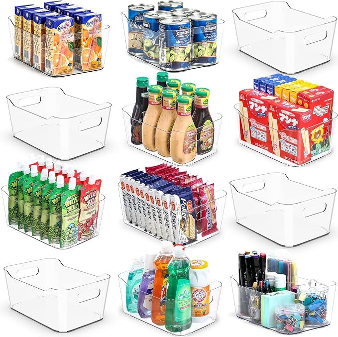 12 PACK Multiuse Clear Plastic Storage Bins - Image 9