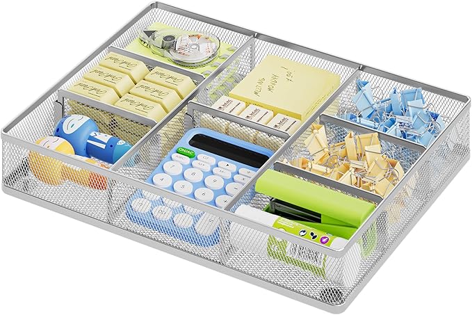 Marbrasse Desk Drawer Organizer, Metal Mesh Drawer Organizer Tray by Marbrasse