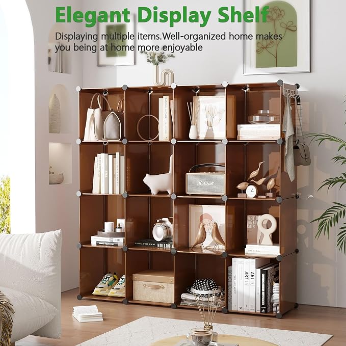 C&AHOME 16-Cube Storage Organizer, Plastic Shelves Units, DIY Closet Organizer - Image 9