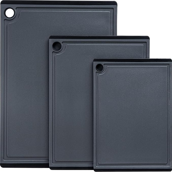 Kikcoin Plastic Cutting Boards for Kitchen, 3-Piece Large Cutting Board Set by Kikcoin