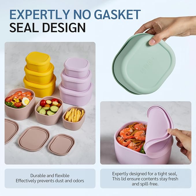 ISSEVE 12Pcs/Set Nesting Silicone Food Storage Containers - Image 9