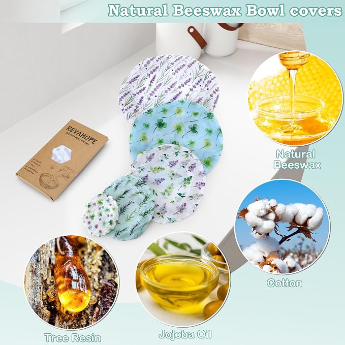 5-Size Reusable Beeswax Bowl Covers - Image 3