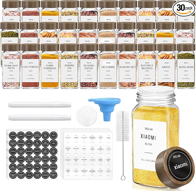 ZEHIQ 30Pcs 4oz Square Glass Spice Jars by ZEHIQ