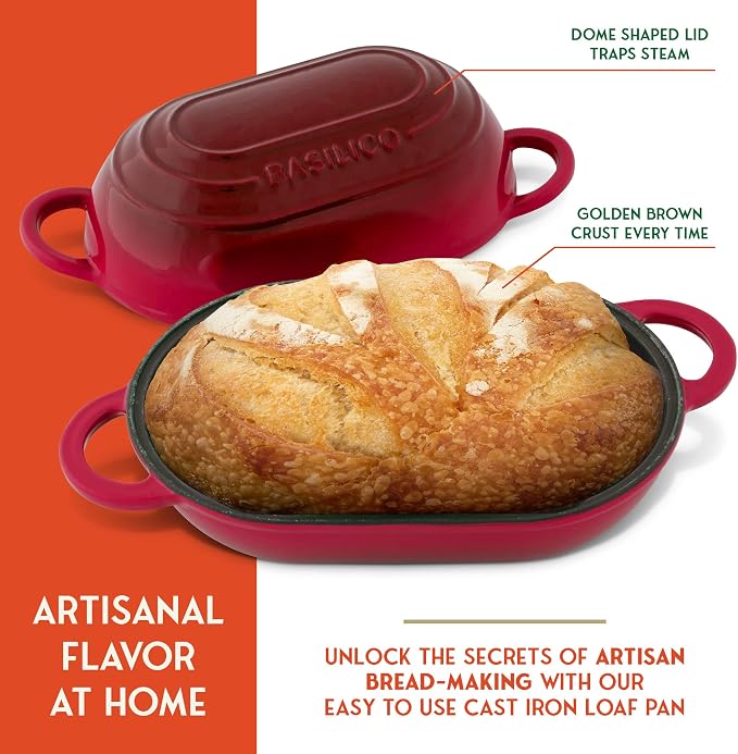 Enameled Cast Iron Bread Oven 2 Qt, Non-Stick Single Loaf Cast Iron Bread Pan - Image 3