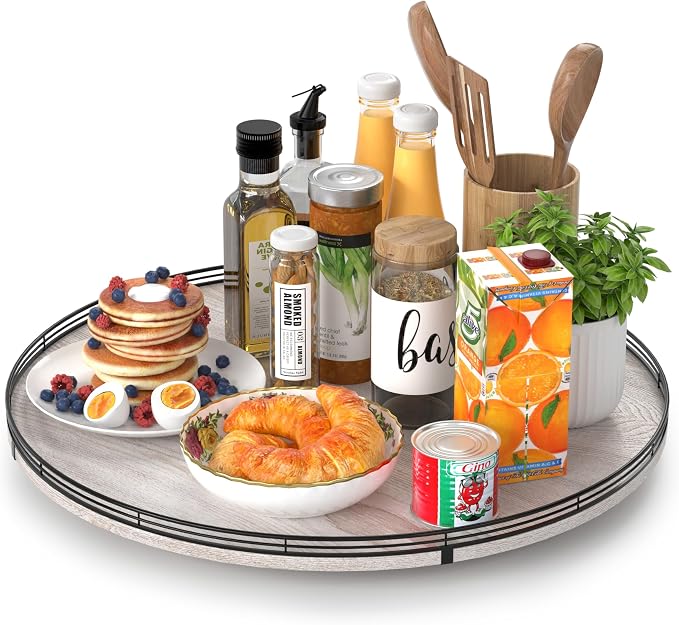 21" Lazy Susan Wood Turntable Organizer by AMH