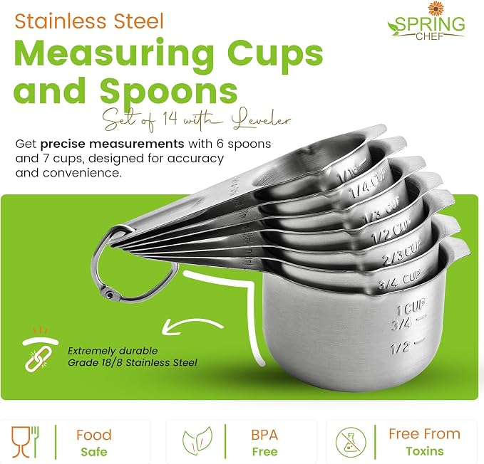 Spring Chef Stainless Steel Measuring Cups and Spoons Set of 14 - Image 4