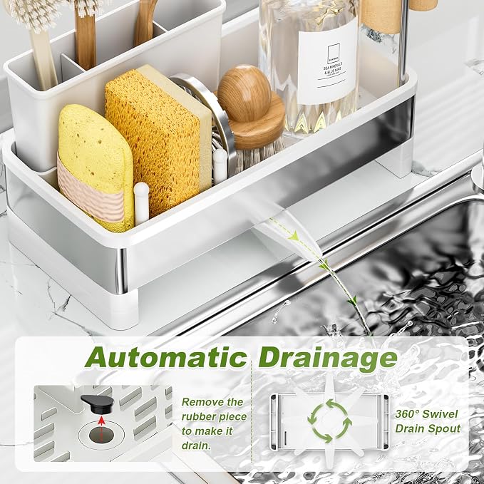 Ewaiira Stainless Steel Sink Caddy, Sponge Holder - Image 5