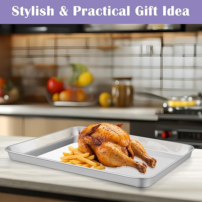 E-far Large Baking Sheet with Wire Rack, 20 x 14 Inch Stainless Steel Cookie - Image 7