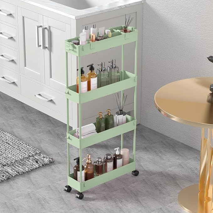 SPACELEAD 2-piece Set Slim Storage Cart 3 Tier, Bathroom Organizer Rolling - Image 6