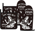 Funny Oven Mitts and Pot Holders Sets Black Kitchen Accessories Cute Kitchen by HAISUKA
