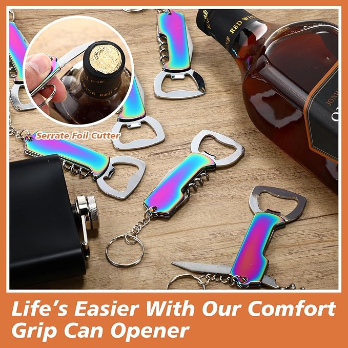 Ziliny 24 Pcs Bottle Opener Keychain Bulk Wine Bottle Beer Opener Keychain - Image 6