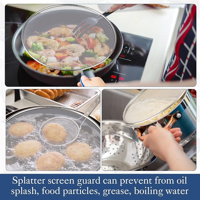8 Inch Grease Splatter Screen Guard Stainless Steel Splash Screen Protector - Image 5