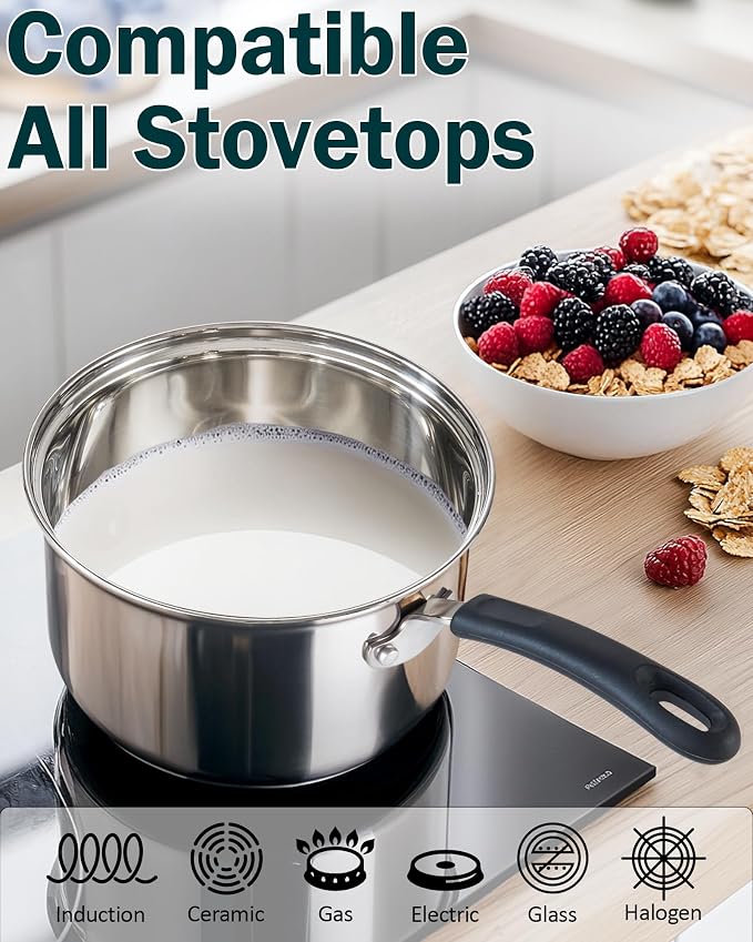 Cook N Home Stainless Steel Cookware Sets 10-Piece, Pots and Pans Kitchen - Image 3