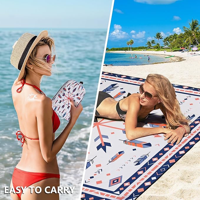 HIHOHO Beach Blanket Waterproof Sandproof Extra Large Beach Mat 79" X - Image 4