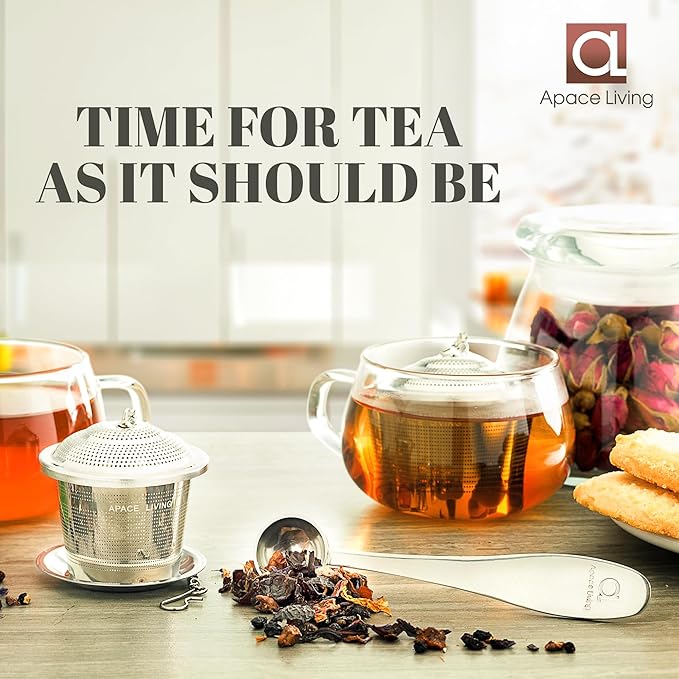 Tea Infuser Set of 2 with Tea Scoop & Drip Trays - Image 4