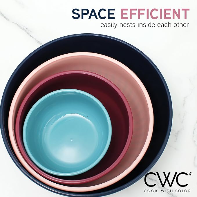 COOK WITH COLOR Prep Bowls with Lids- Wide and Deep Nesting Plastic Small - Image 3