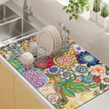 Kitchen Countertop Dish Drying Mat, Super Absorbent Coffee Bar Mat by Kuyig+Home