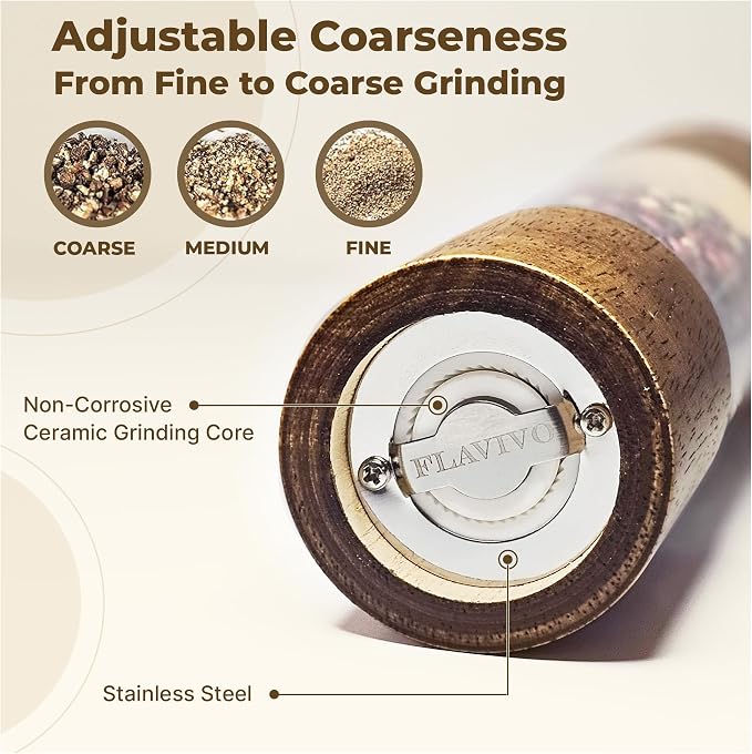 Wooden Salt and Pepper Grinder Set, Manual Premium Acrylic Salt and pepper Mills - Image 4