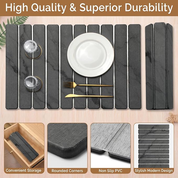 Large Stone Dish Drying Mat for Kitchen Counter, Quick Dry Stone Dishes Mats - Image 4