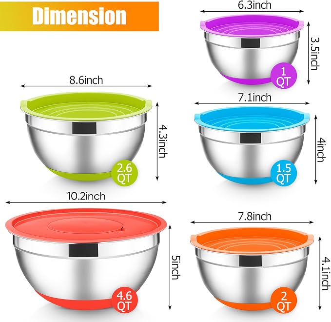 E-far Stainless Steel Mixing Bowls - Image 2