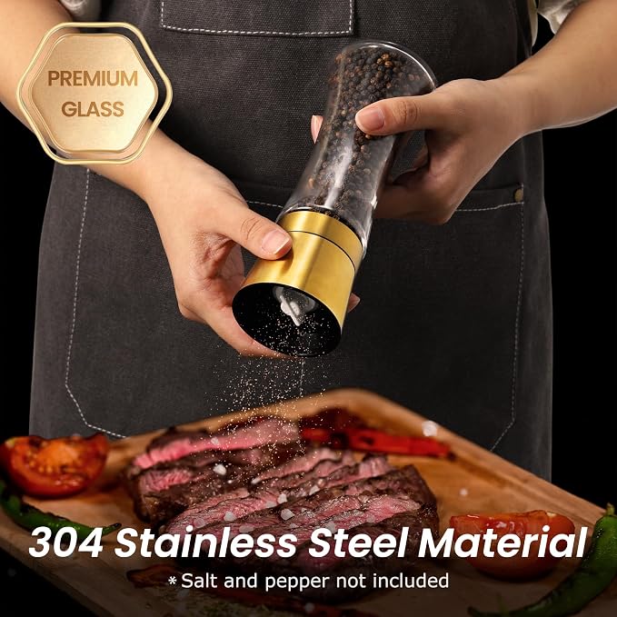 VEVOK CHEF Gold Salt and Pepper Grinder Mill Set Stainless Steel Pepper Shaker - Image 5