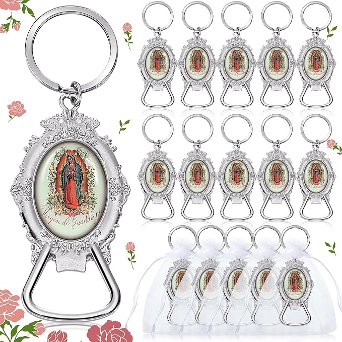 Misdary 24 Pcs Our Lady of Guadalupe Bottle Opener Keychain Catholic Bottle by Misdary