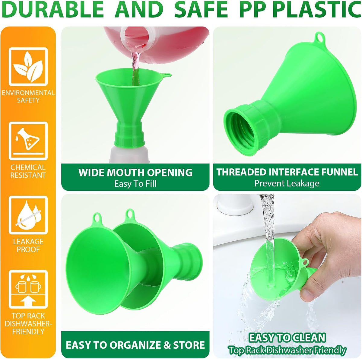 Threaded Funnel Easy Fill Funnel, Twist On Bottle Refill Adapter