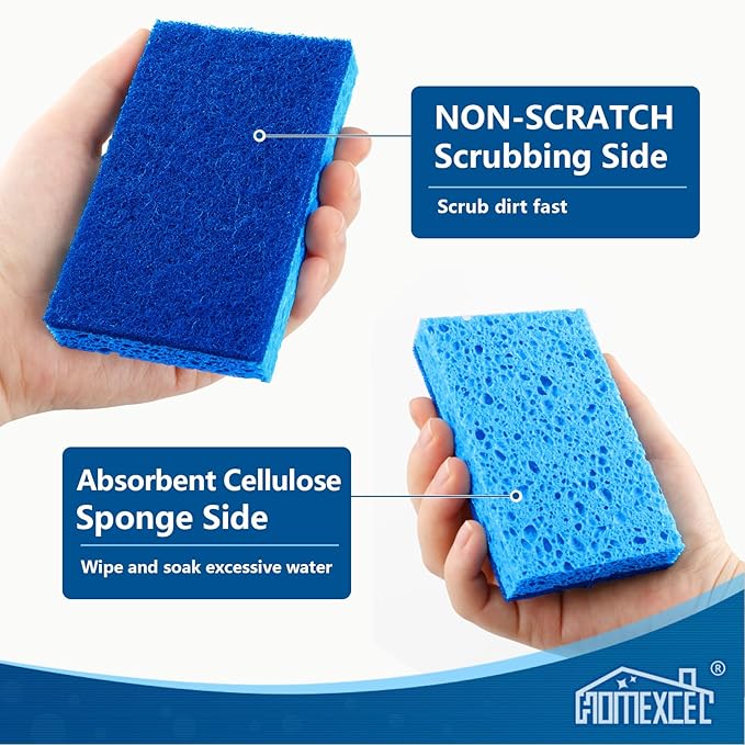 HOMEXCEL Sponges Kitchen 12pcs, Non-Scratch Scrub Dish Sponge Safe on Non-Stick - Image 3