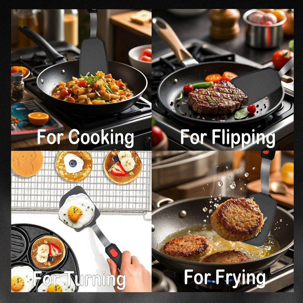 2 Pack Silicone Spatula Turner, 600°F Heat Resistant Kitchen Spatula