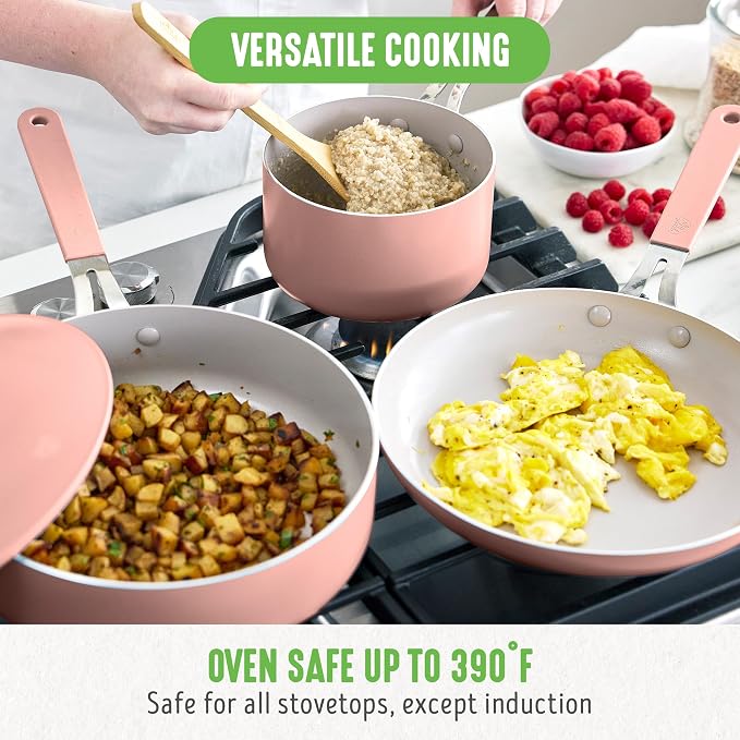 GreenLife 10-Piece Nonstick Ceramic Cookware Set, Lightweight Healthy PFAS-Free - Image 6