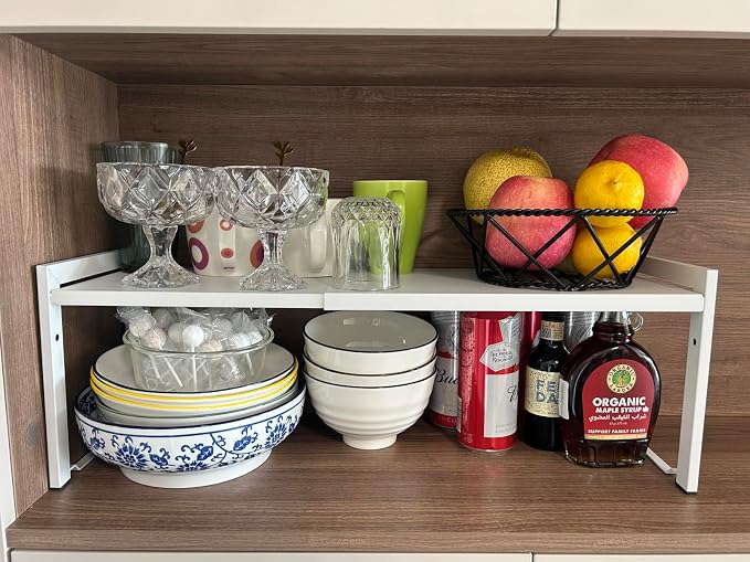 Expandable Cabinet Shelf Organizer 16-26" L Stackable Kitchen Counter Shelf - Image 9